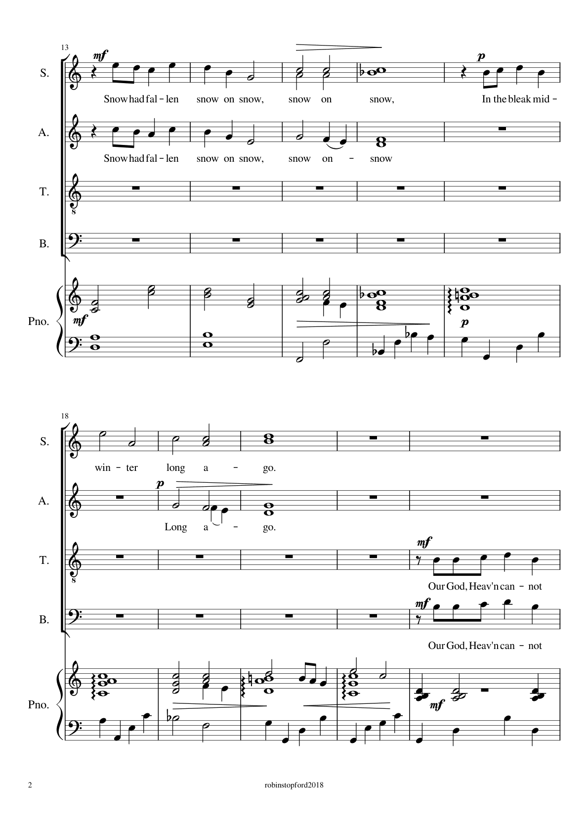 In the Bleak Midwinter, page 2