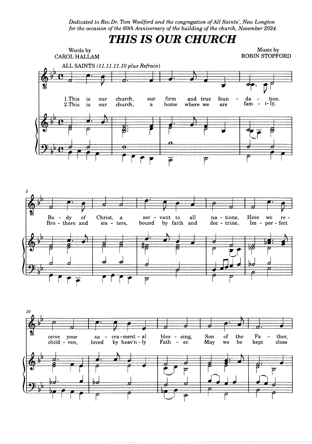 This is our Church, page 1: words by Carol Hallam, tune All Saints